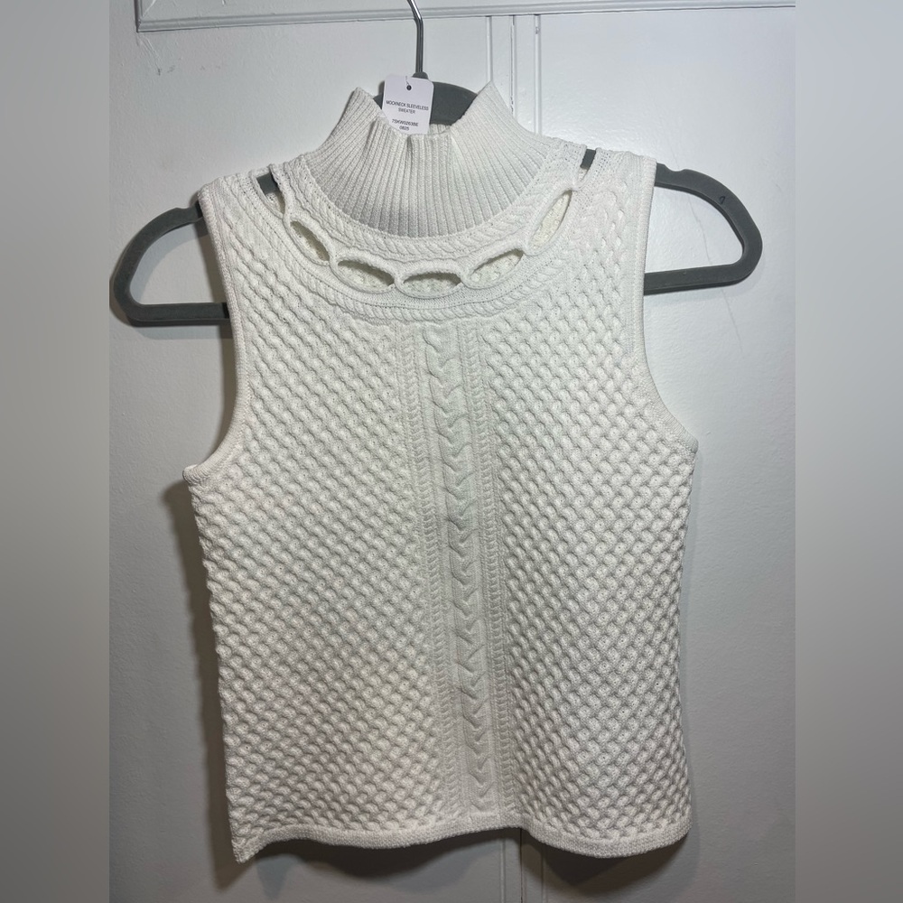 bebe White Sleeveless Knit Top